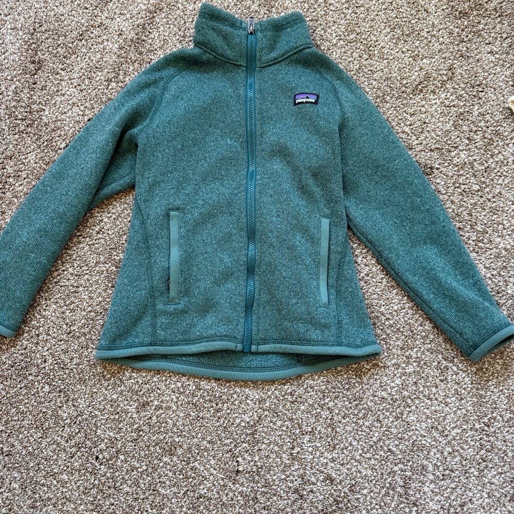 Patagonia Kids girls Green Fleece Jacket size 7-8